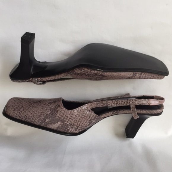 Worthington Square Toe Soft Lavender/Grey Skin Slingback Heels - Picture 9 of 15